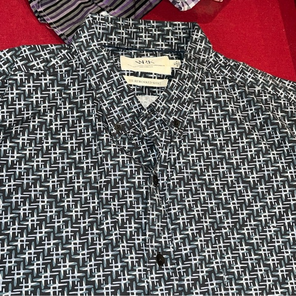 WRK The Reworked Shirt RARE Blue Gray Black Crosses Lightweight Cotton Men’s XL - Picture 11 of 13
